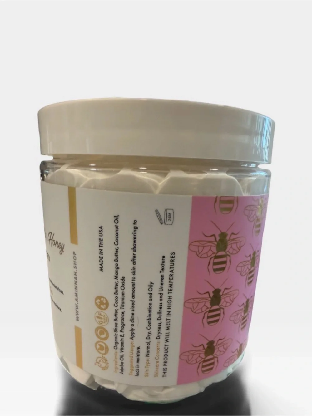 AMINNAH Oatmeal Milk & Honey Whipped Body Butter - White